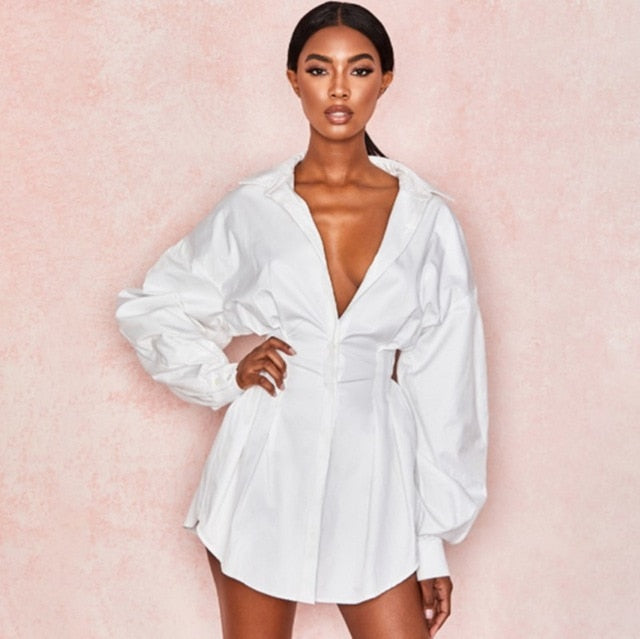 Chic V-Neck Mini Dress - Elegance for Autumn Parties