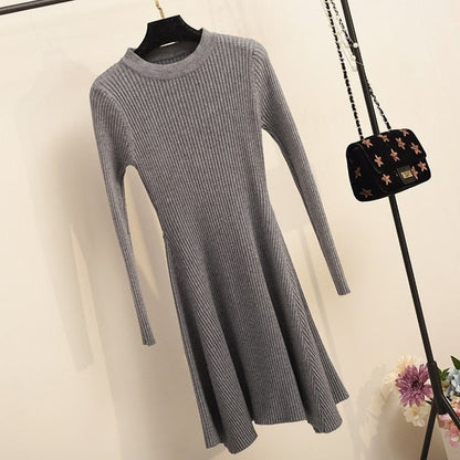 Women's Cozy Sweater Dress with Stylish Hem - Perfect for Autumn