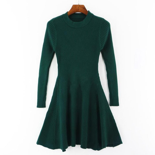 Women's Cozy Sweater Dress with Stylish Hem - Perfect for Autumn