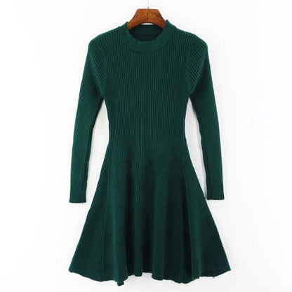 Women's Cozy Sweater Dress with Stylish Hem - Perfect for Autumn