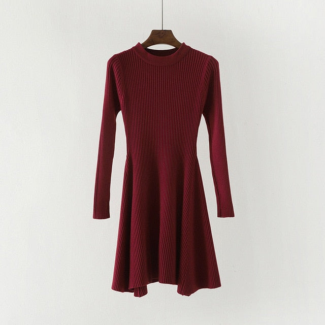 Women's Cozy Sweater Dress with Stylish Hem - Perfect for Autumn