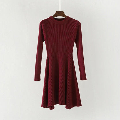 Women's Cozy Sweater Dress with Stylish Hem - Perfect for Autumn