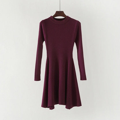Women's Cozy Sweater Dress with Stylish Hem - Perfect for Autumn