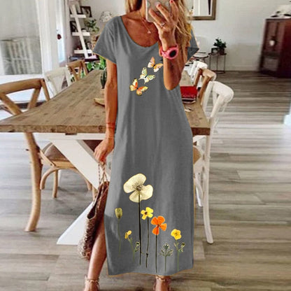 Vintage Butterfly Print Dress - Whimsical Summer Charm