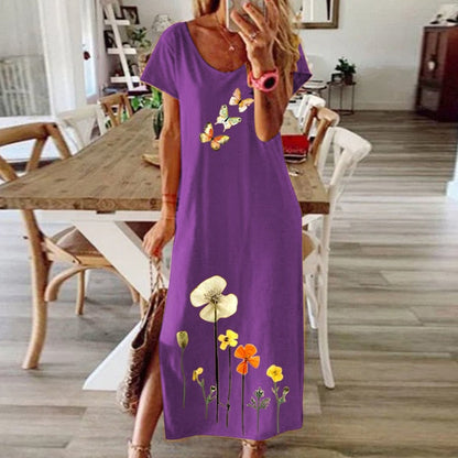 Vintage Butterfly Print Dress - Whimsical Summer Charm