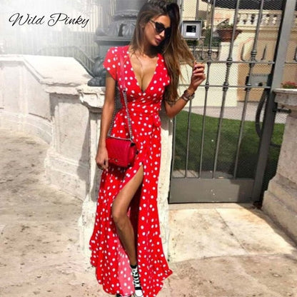 Bohemian Polka Dot Maxi Dress - Embrace Effortless Summer Style