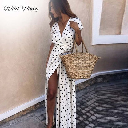 Bohemian Polka Dot Maxi Dress - Embrace Effortless Summer Style