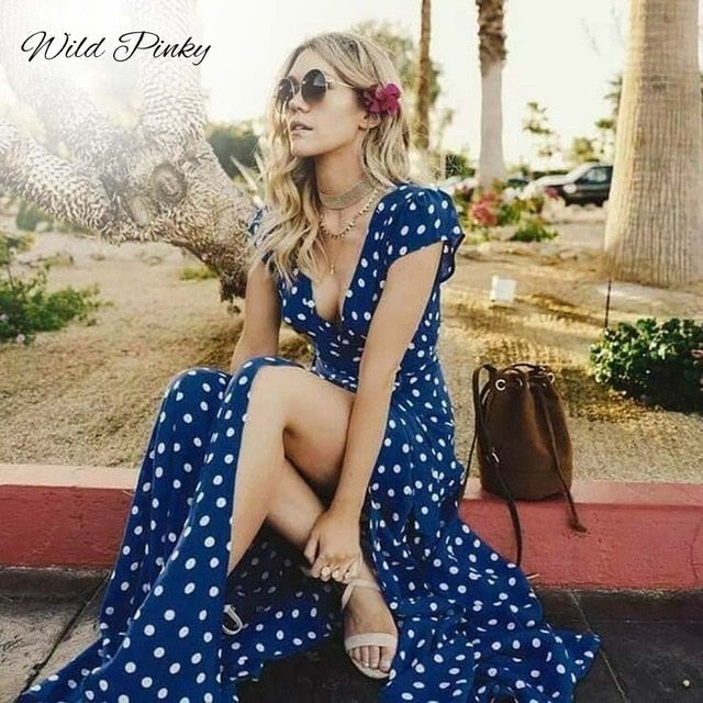 Bohemian Polka Dot Maxi Dress - Embrace Effortless Summer Style
