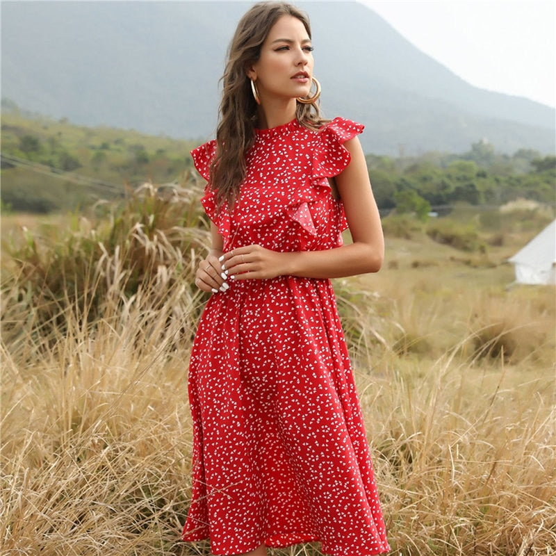 Chiffon Dot Print Dress - Playful Elegance for Every Sunny Day