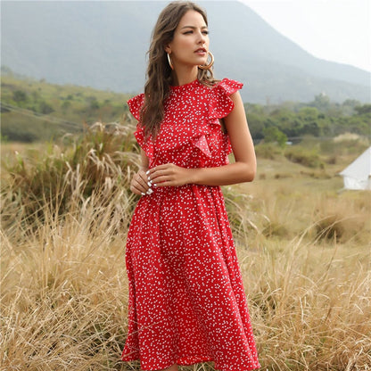 Chiffon Dot Print Dress - Playful Elegance for Every Sunny Day