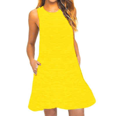 Women's Black Cotton Summer Dress - Stylish & Comfortable with Pockets