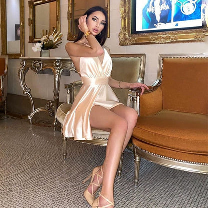 Satin Backless Dress - Elegance & Glamour for Parties