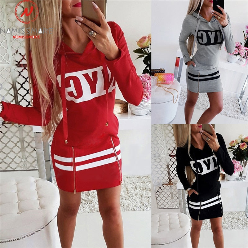 Casual Pencil Dress with Hood - Versatile Comfort for Every Season