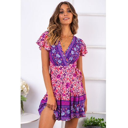 Boho Floral V-Neck Sundress - Embrace Summer's Free Spirit