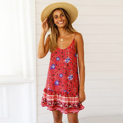 Boho Floral V-Neck Sundress - Embrace Summer's Free Spirit