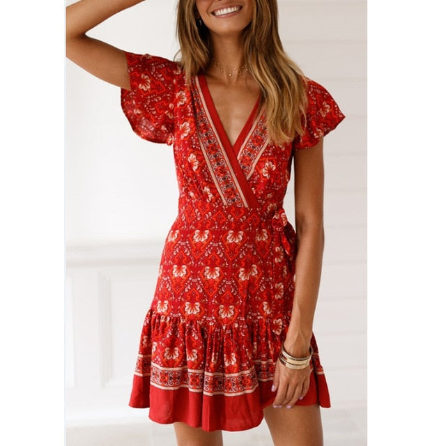 Boho Floral V-Neck Sundress - Embrace Summer's Free Spirit