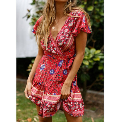 Boho Floral V-Neck Sundress - Embrace Summer's Free Spirit