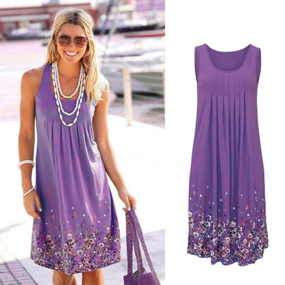 Sleeveless Floral Beach Dress - Effortless Summer Style
