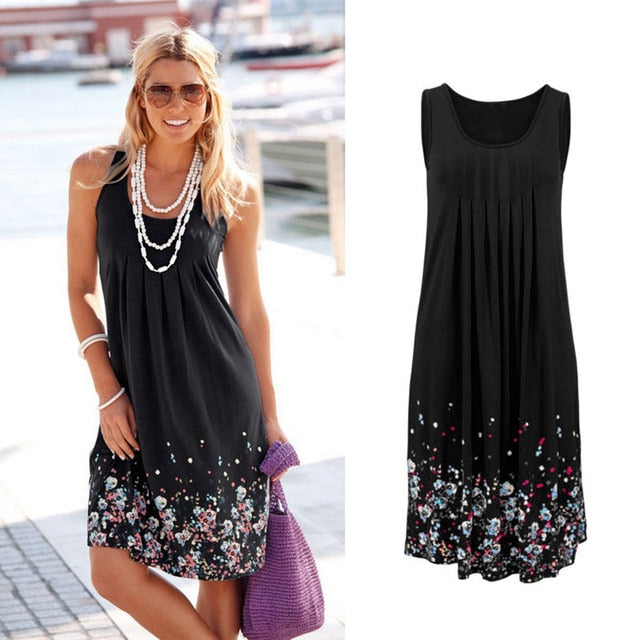 Sleeveless Floral Beach Dress - Effortless Summer Style