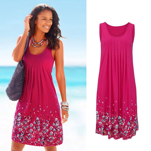 Sleeveless Floral Beach Dress - Effortless Summer Style
