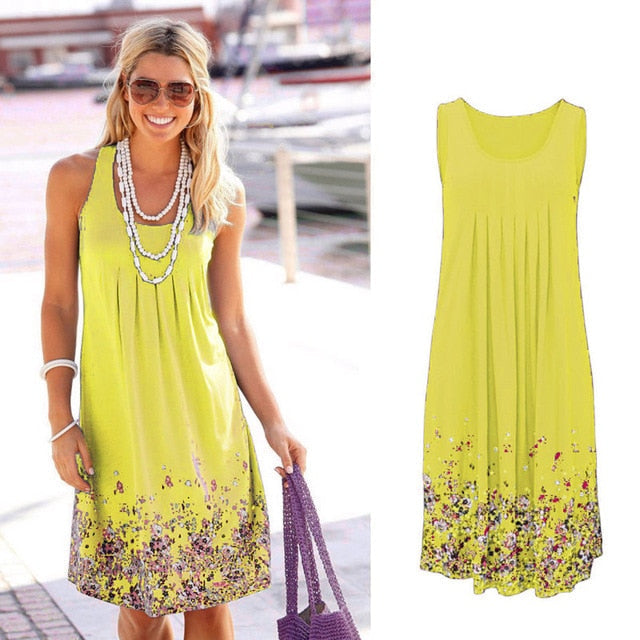 Sleeveless Floral Beach Dress - Effortless Summer Style