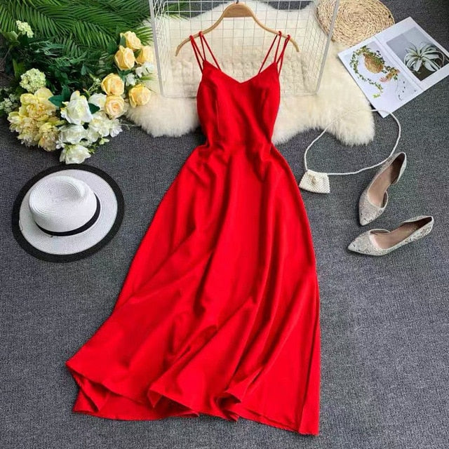 Marwin Cross Strap Maxi Dress - Elegant Beachwear for Summer