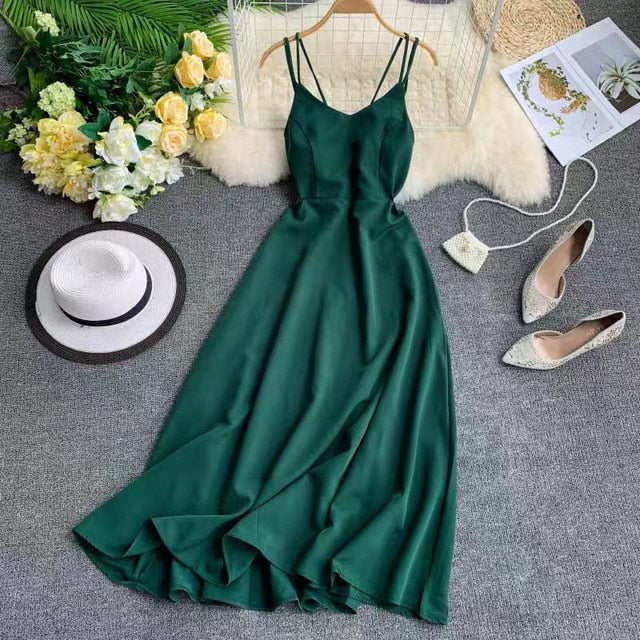 Marwin Cross Strap Maxi Dress - Elegant Beachwear for Summer