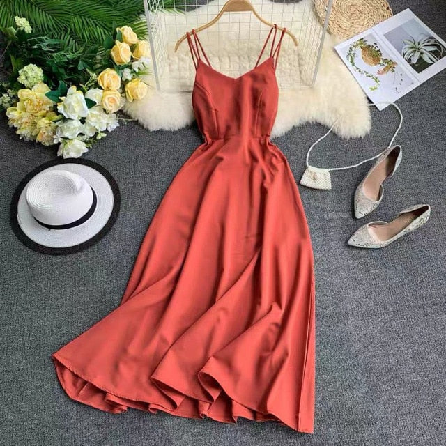 Marwin Cross Strap Maxi Dress - Elegant Beachwear for Summer
