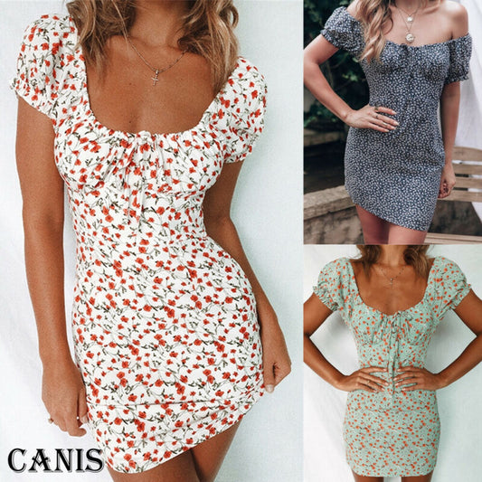 Boho Floral Off-Shoulder Mini Dress - Carefree Summer Spirit