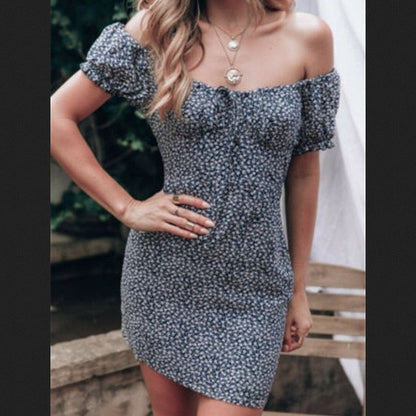 Boho Floral Off-Shoulder Mini Dress - Carefree Summer Spirit