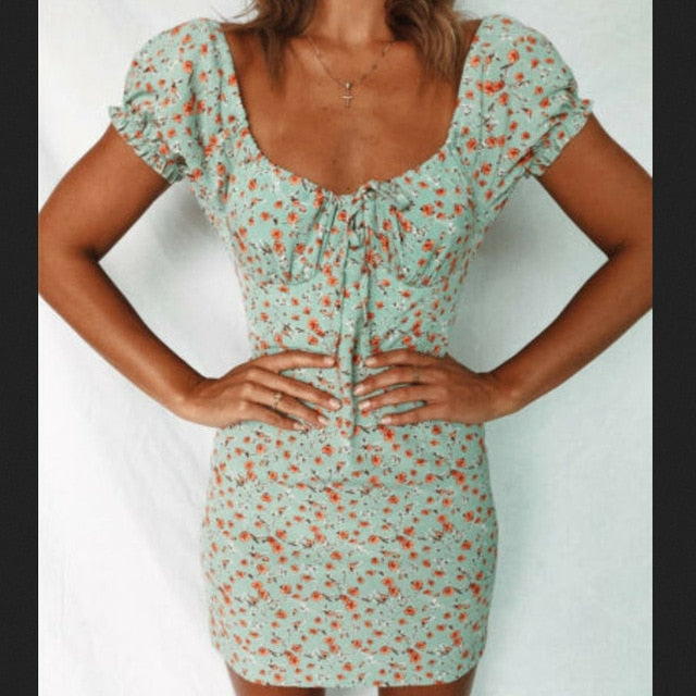 Boho Floral Off-Shoulder Mini Dress - Carefree Summer Spirit