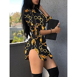 Sexy Nightclub Lace Dress - Bold Chain Print & Custom Fit