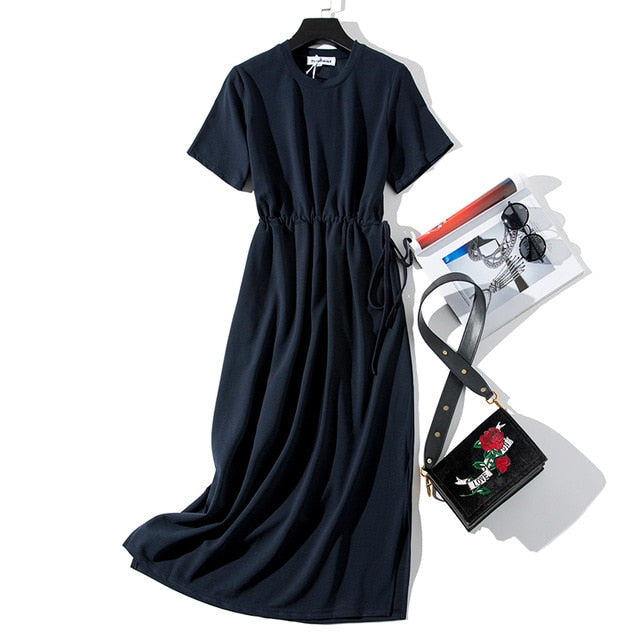 WOTWOY Cotton-Blend Casual Dress - Mid-Calf Summer Ease