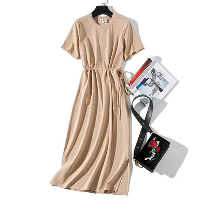 WOTWOY Cotton-Blend Casual Dress - Mid-Calf Summer Ease