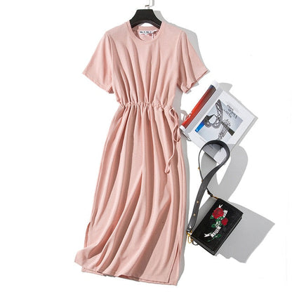 WOTWOY Cotton-Blend Casual Dress - Mid-Calf Summer Ease