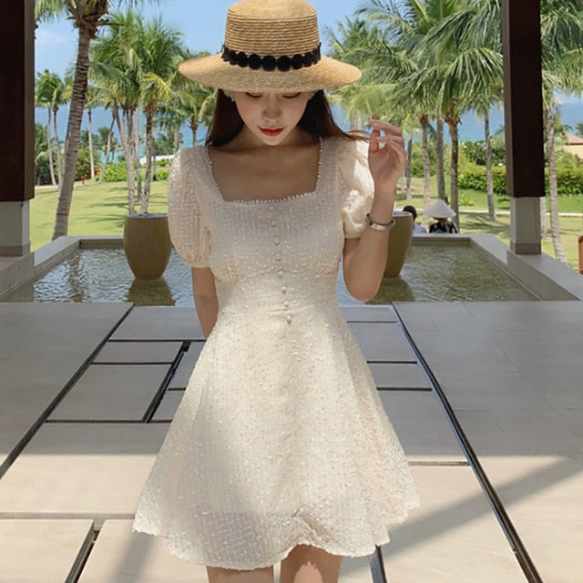 Women's Elegant Chiffon Dress with Embroidery - Summer Sophistication