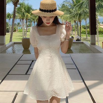 Women's Elegant Chiffon Dress with Embroidery - Summer Sophistication