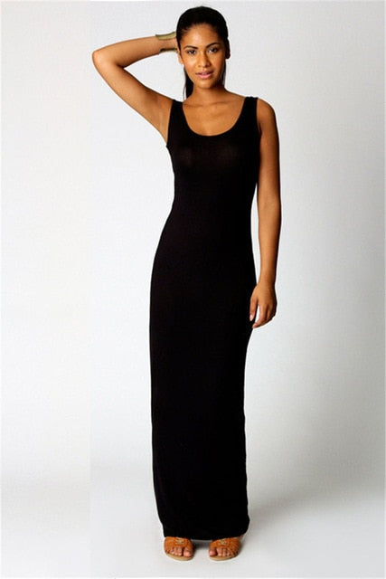 High Stretch Slim Maxi Dress - Elegant Comfort for Every Occasion