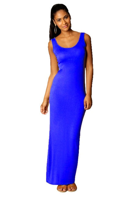 High Stretch Slim Maxi Dress - Elegant Comfort for Every Occasion