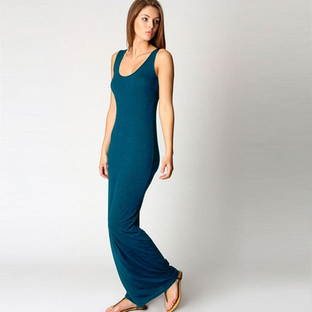 High Stretch Slim Maxi Dress - Elegant Comfort for Every Occasion