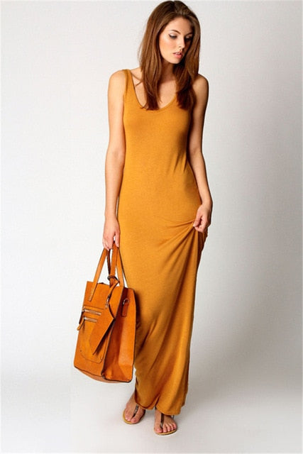 High Stretch Slim Maxi Dress - Elegant Comfort for Every Occasion
