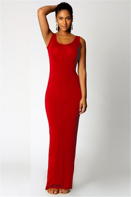 High Stretch Slim Maxi Dress - Elegant Comfort for Every Occasion