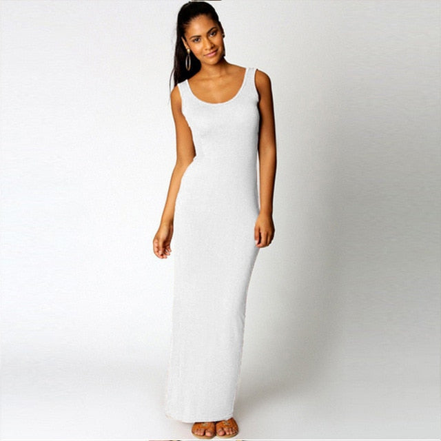 High Stretch Slim Maxi Dress - Elegant Comfort for Every Occasion