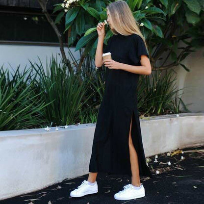 Elegant Black Maxi T-Shirt Dress - Chic Comfort for Every Occasion