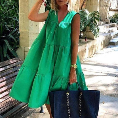 Women's Elegant Daisy Print Dress with Playful Sleeves - Summer Delight