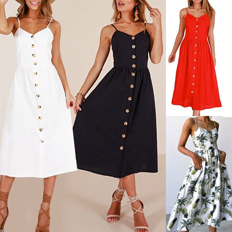 Floral Stripe Boho Midi Dress - Summer Elegance & Comfort