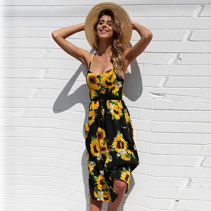 Floral Stripe Boho Midi Dress - Summer Elegance & Comfort
