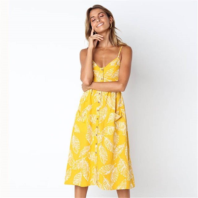 Floral Stripe Boho Midi Dress - Summer Elegance & Comfort