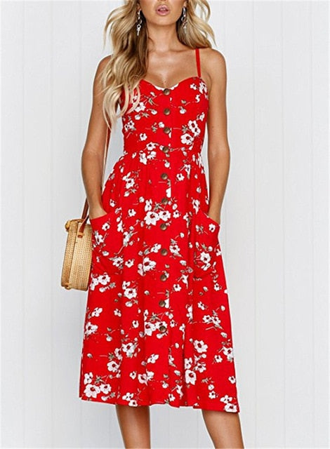 Floral Stripe Boho Midi Dress - Summer Elegance & Comfort