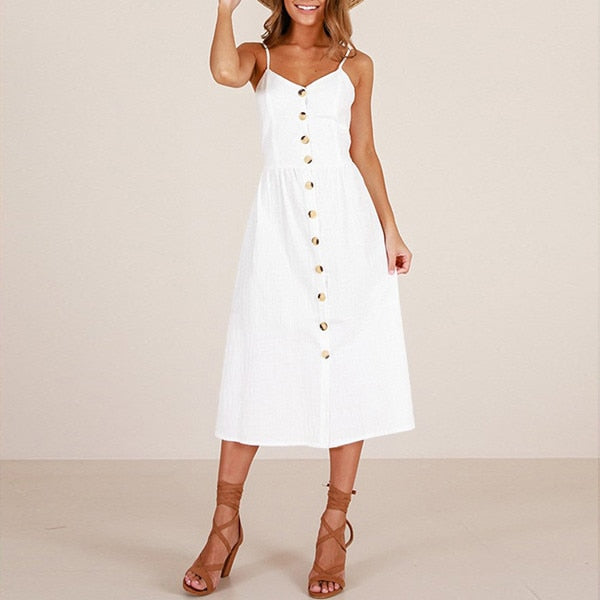 Floral Stripe Boho Midi Dress - Summer Elegance & Comfort